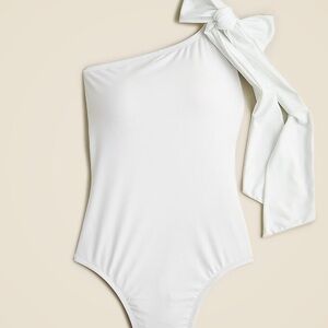 J. Crew White Shoulder Tie Swimsuit